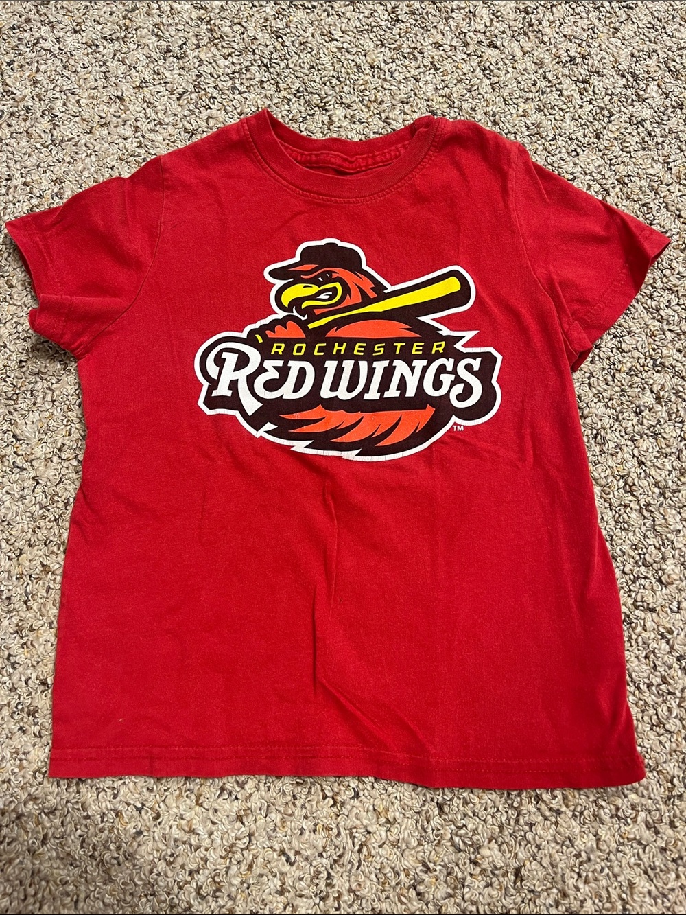🍀6/$20 Kids Red Rochester Red Wings Logo Tee